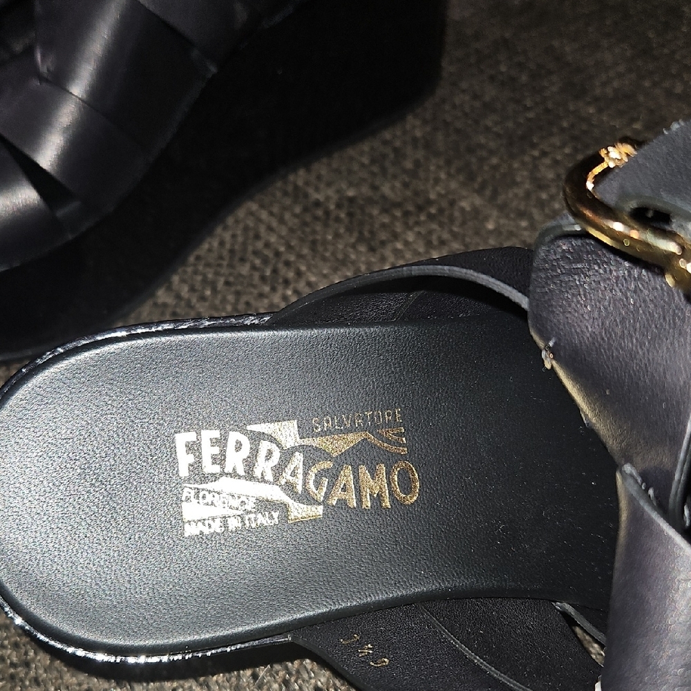 Salvatore Ferragamo Black Platform Sandals - Picture 7 of 13